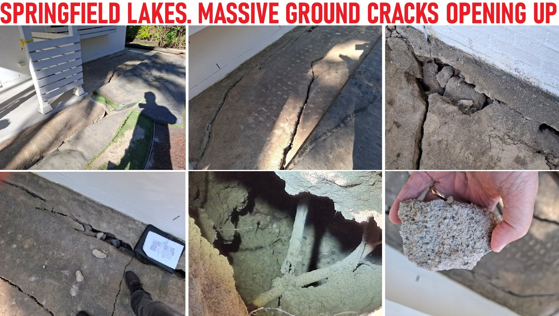 Springfield Lakes, Massive Ground Cracks, Subsidence and Wall Cracks